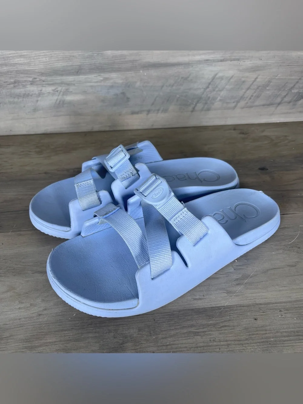 Chaco Chillos Slides Junior 6 Periwinkle Light Blue Slides Slip On Sandals Beach